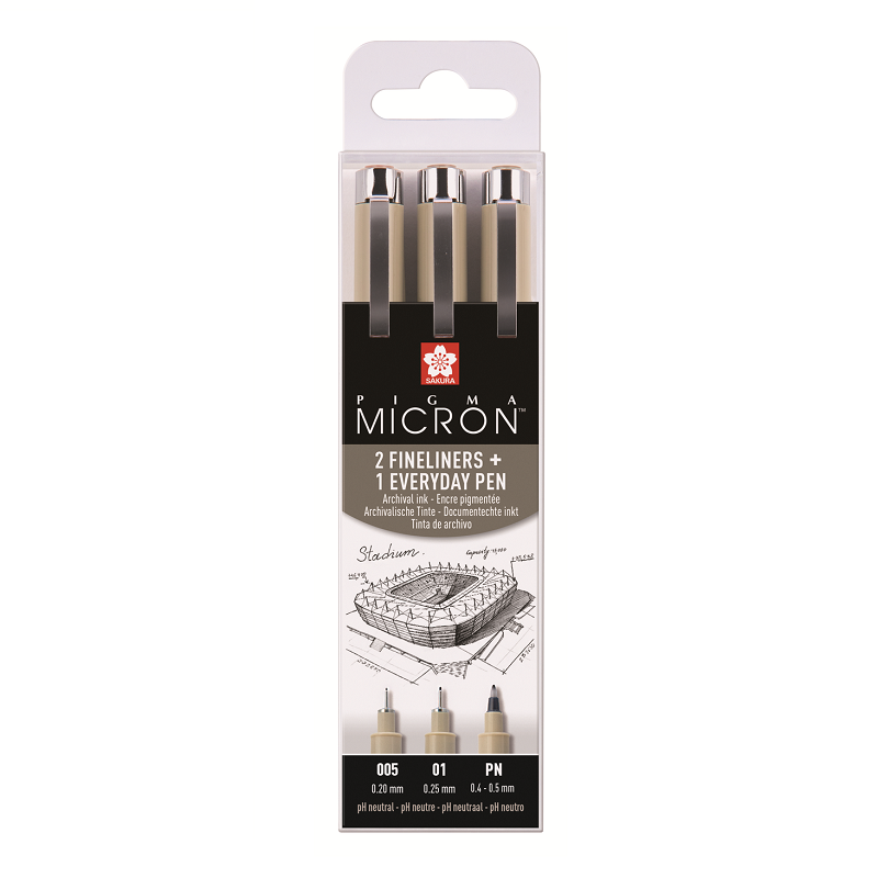 Sakura PIGMA MICRON, set 3ks URBAN