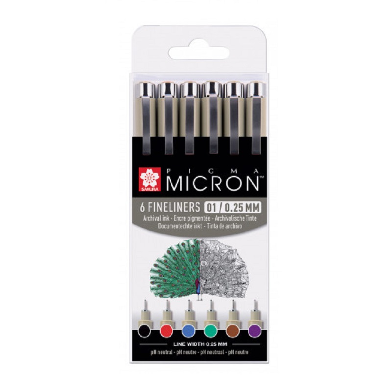 Sakura PIGMA MICRON, set 6ks barevné