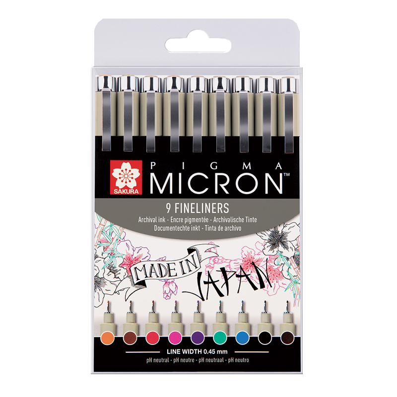 Sakura PIGMA MICRON, set 9ks barevné