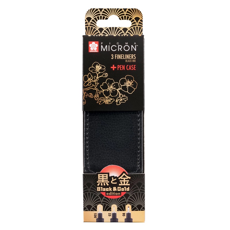 Technické linery SAKURA Pigma Micron Exclusive, 3 ks v koženém pouzdře