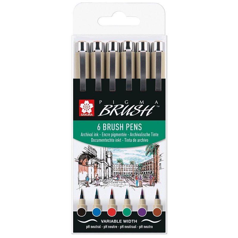 Sakura PIGMA MICRON BRUSH, set 6ks