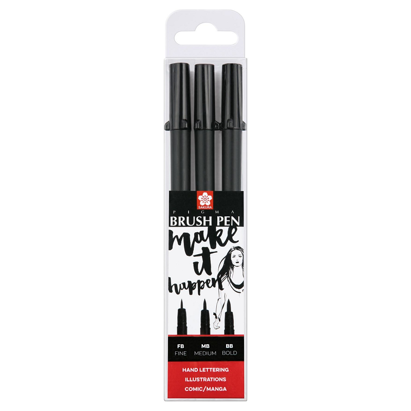 Sakura PIGMA PEN BRUSH, set 3ks