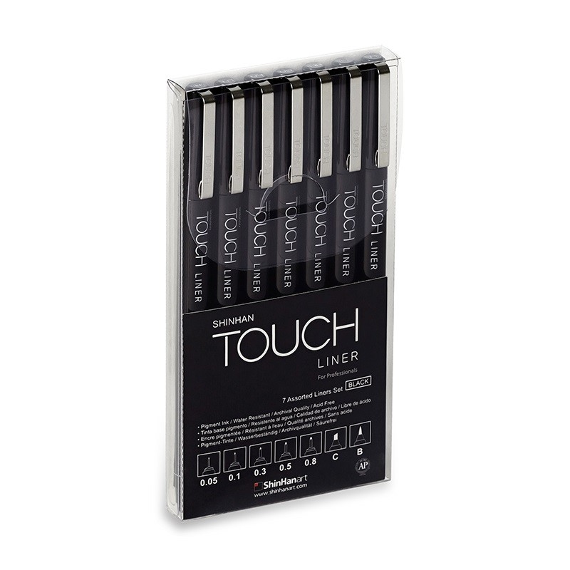 Technické linery TOUCH 7ks černé