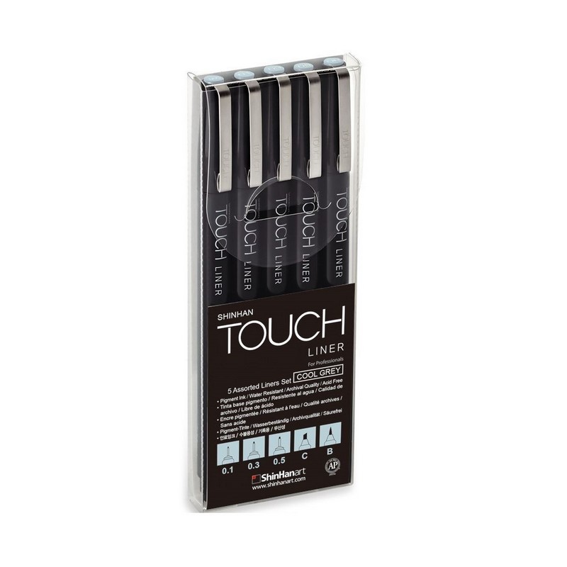 Technické linery TOUCH 5ks šedé