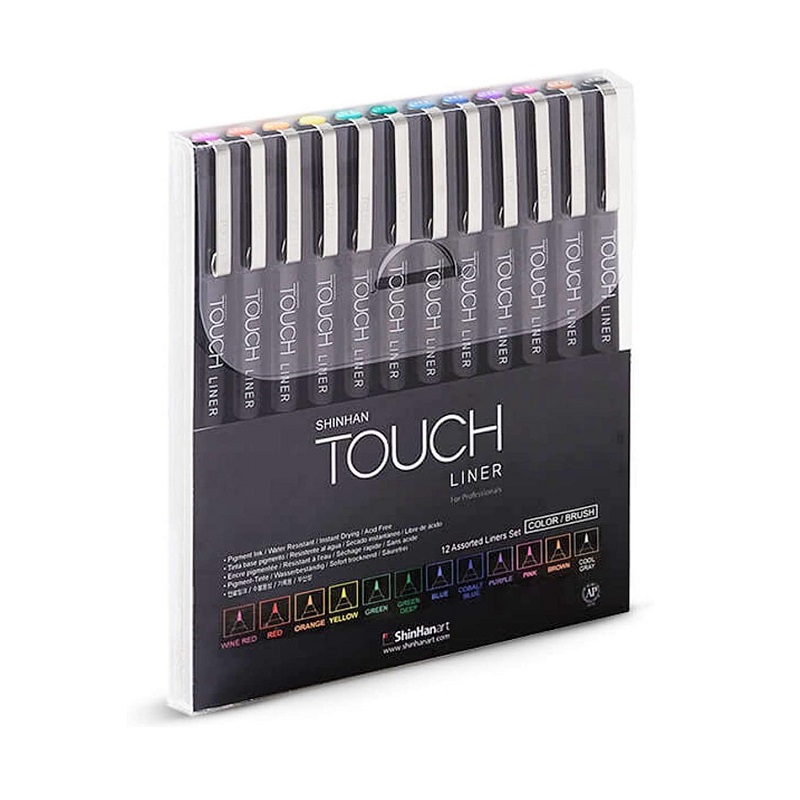 Technické linery TOUCH 12ks barevné štětcové