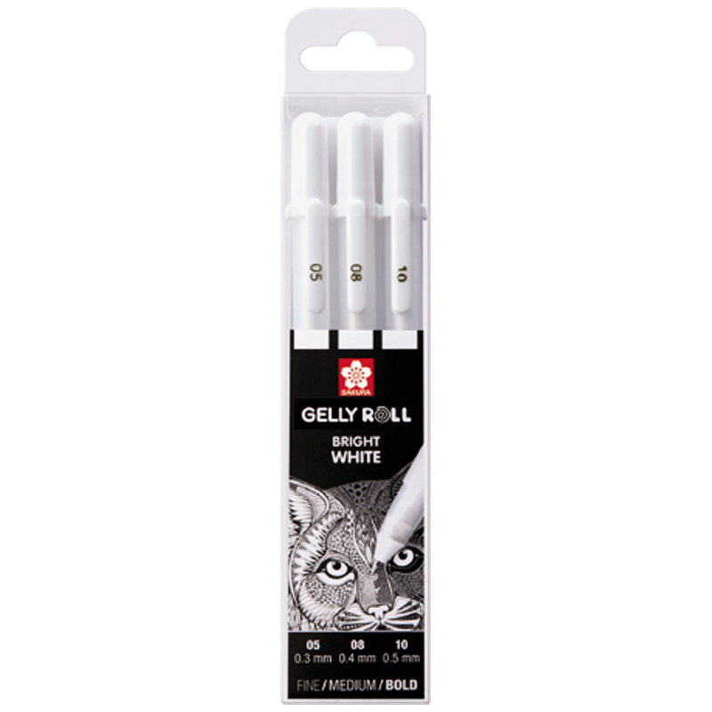 Sakura Gelly Roll BASIC, set 3ks bílé