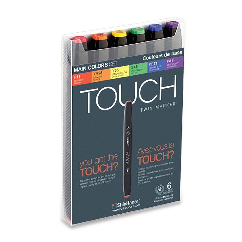Lihové fixy TOUCH oboustranné Fine & Chisel, 6ks základní