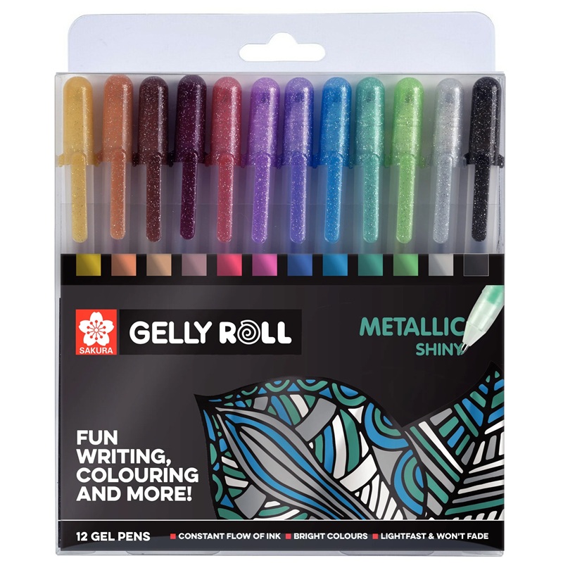 Gelové popisovače SAKURA Gelly Roll Metallic, 12 ks