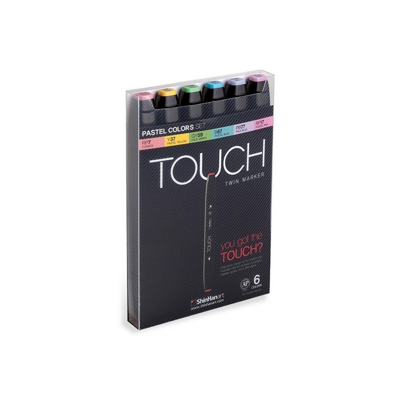 Lihové fixy TOUCH oboustranné Fine & Chisel, 6ks pastelové tóny