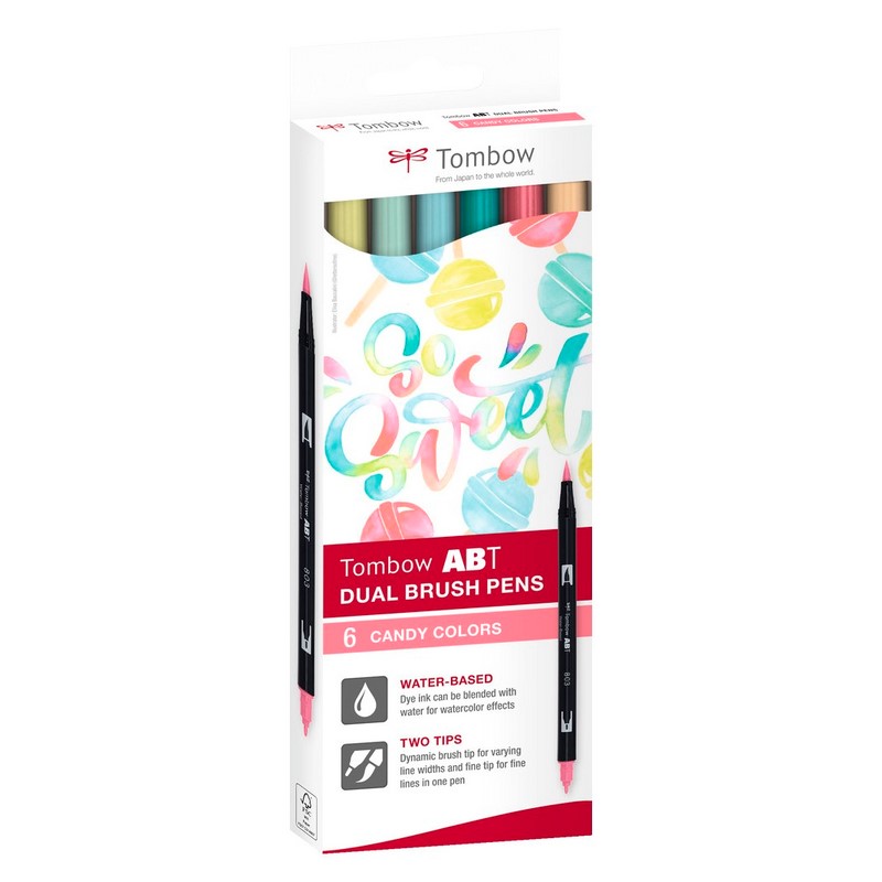 TOMBOW ABT akvarelový Dual Brush Pen, 6ks Candy