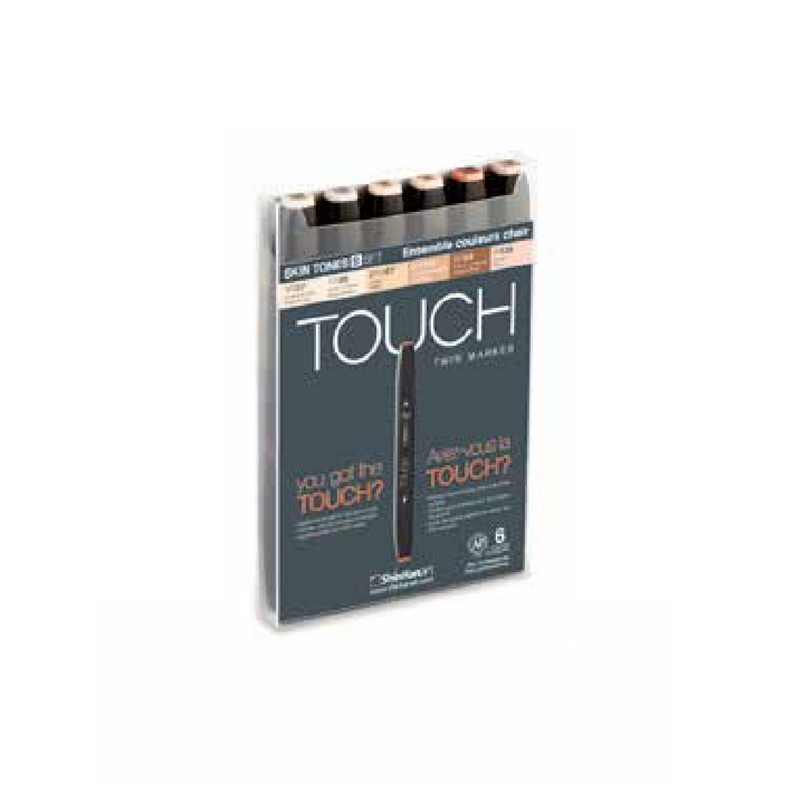 Lihové fixy TOUCH oboustranné Fine & Chisel, 6ks pleťové tóny B