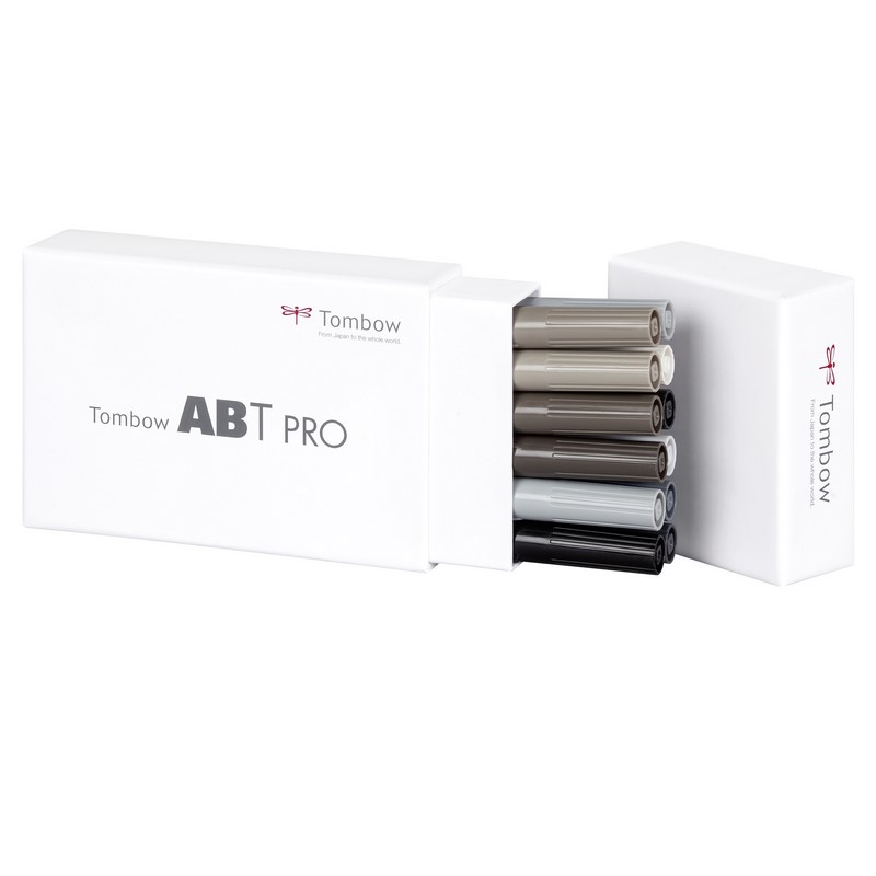 TOMBOW ABT PRO lihový Dual Brush Pen, 12ks šedé