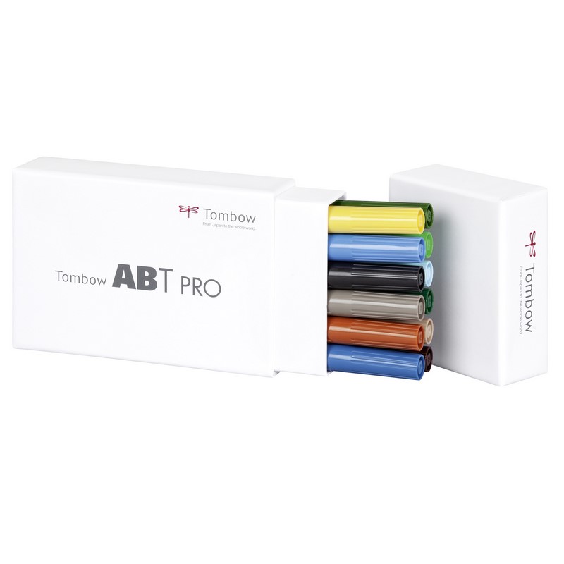 TOMBOW ABT PRO lihový Dual Brush Pen, 12ks přírodní