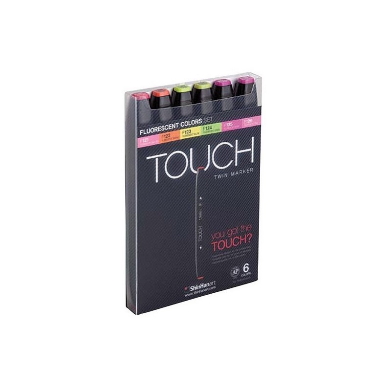 Lihové fixy TOUCH oboustranné Fine & Chisel, 6ks fluorescenční tóny