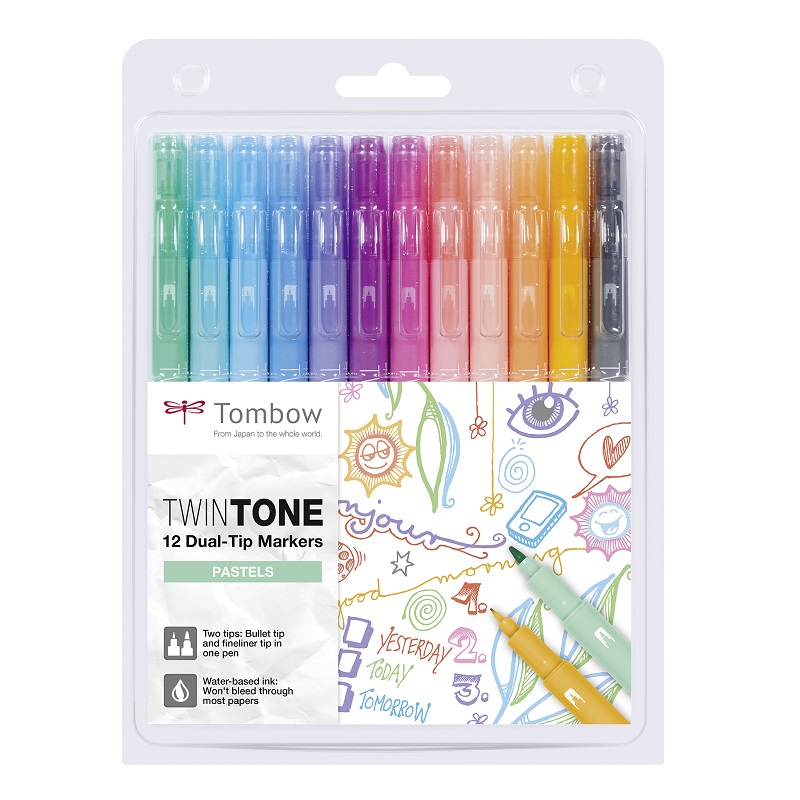 TOMBOW TwinTone oboustranný, 12ks pastelové barvy