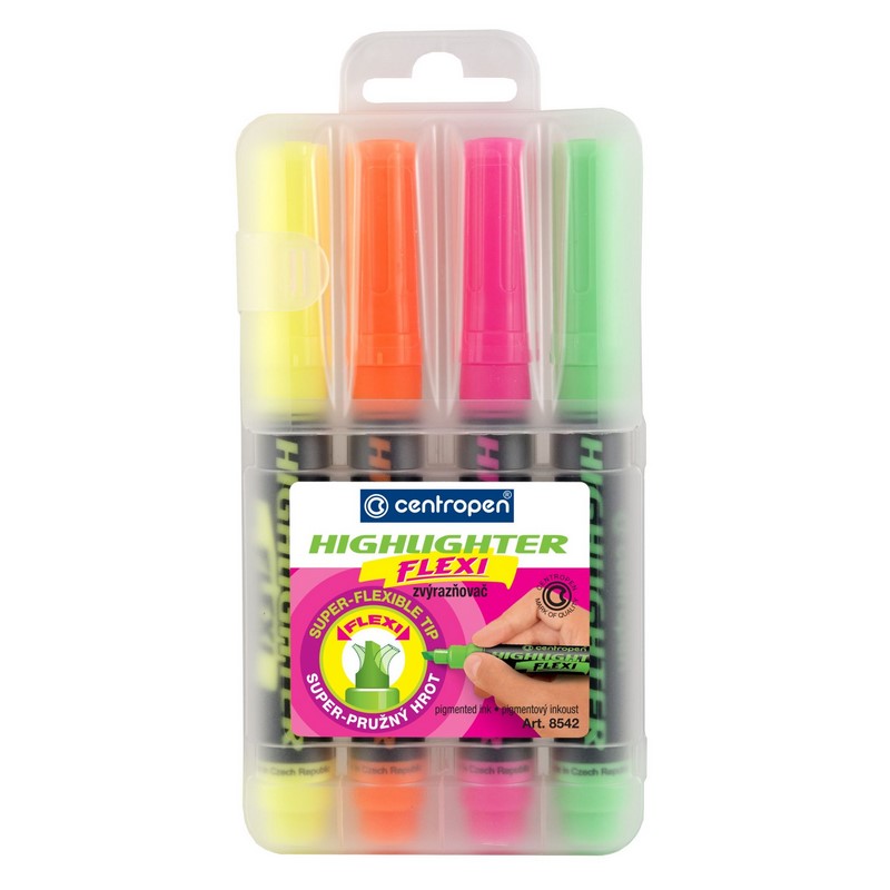 Zvýrazňovač silný FLEXI CENTROPEN 8542/4, 4ks