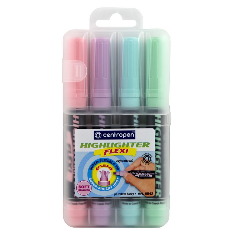 Zvýrazňovač silný FLEXI CENTROPEN 8542/4, 4ks pastelový