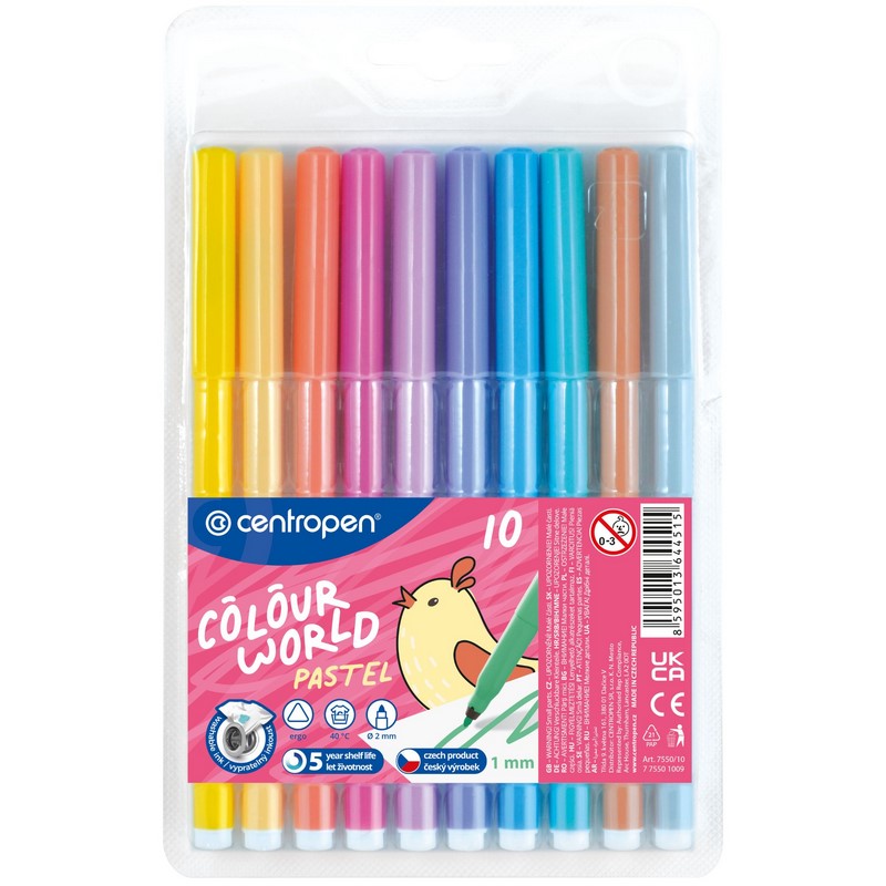 Fixy COLOUR WORLD CENTROPEN 7550, 10ks pastelové