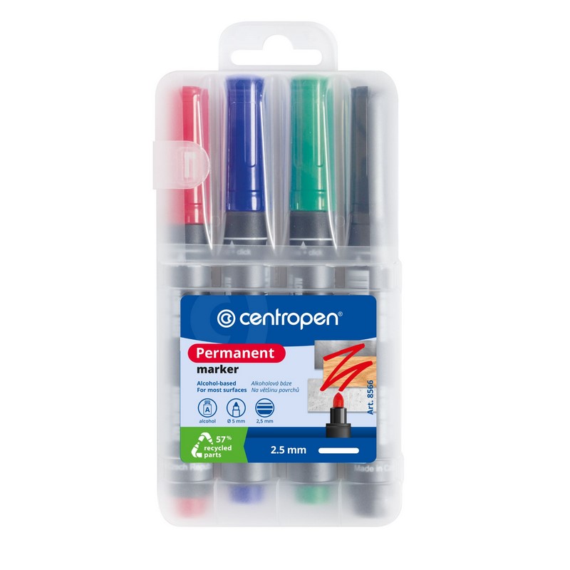 Permanentní popisovač CENTROPEN 8566/4, kulatý 4ks
