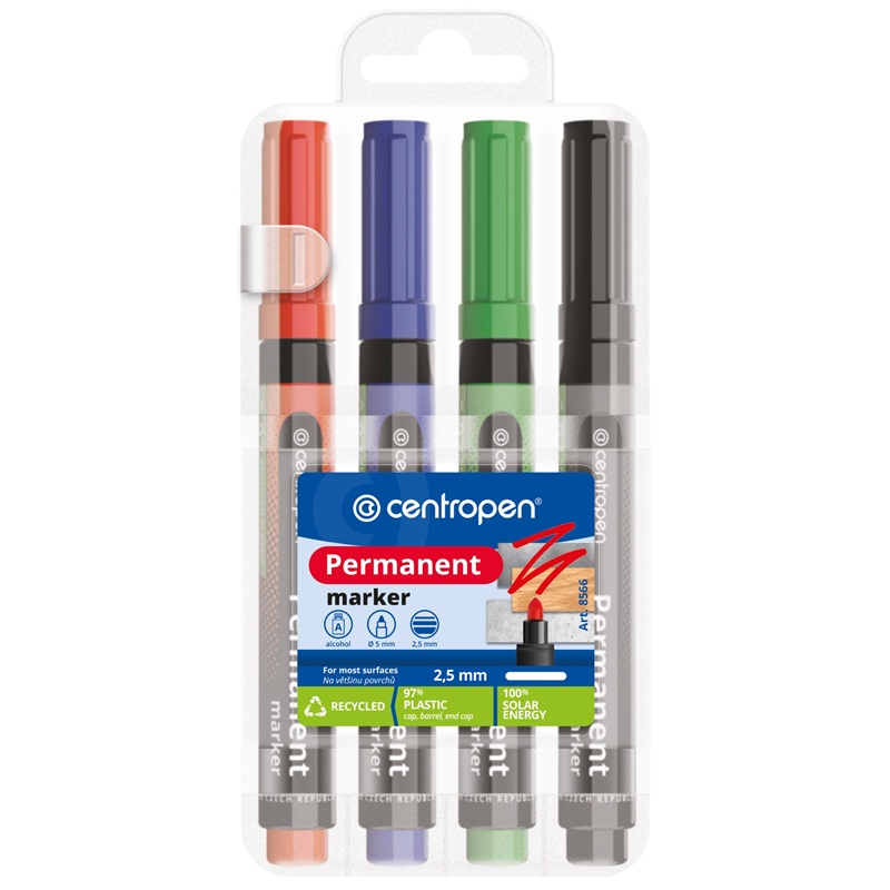 Permanentní popisovač CENTROPEN 8566/4, kulatý 4ks