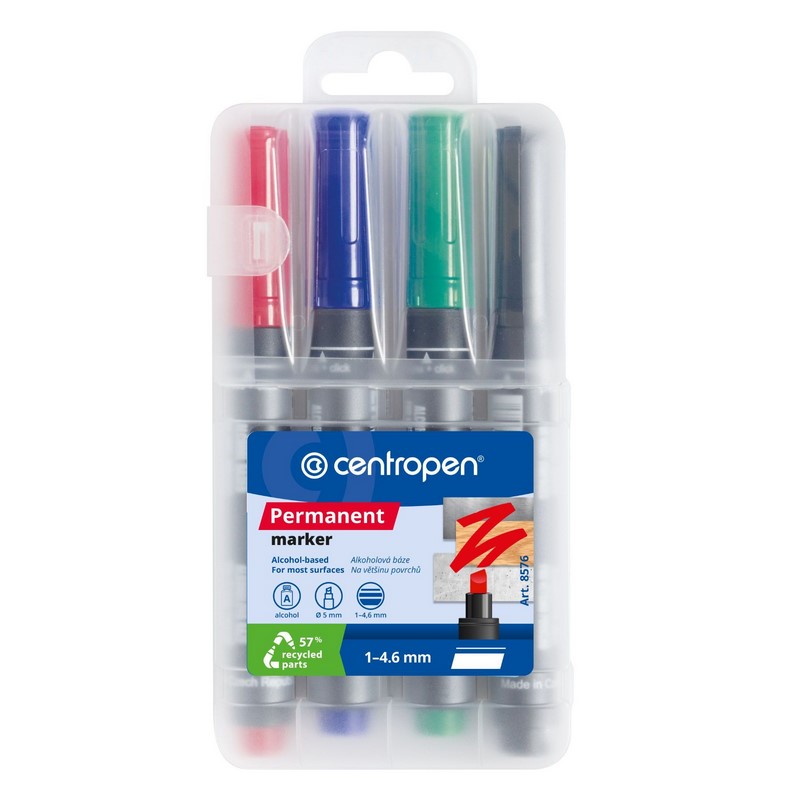 Permanentní popisovač CENTROPEN 8576/4, šikmý 4ks