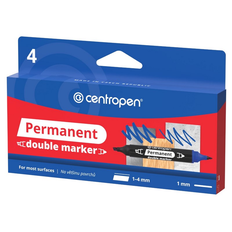 Permanentní popisovač CENTROPEN 1666/4, oboustranný 4ks
