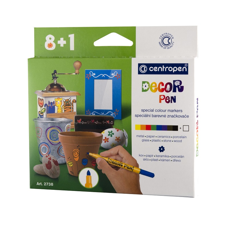 Dekorační popisovač CENTROPEN 2738/9 Decor Pen, 9ks