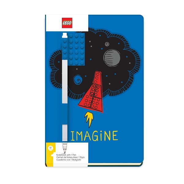 LEGO gelové pero, modré + zápisník modrý A5