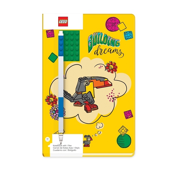 LEGO gelové pero, modré + zápisník žlutý A5