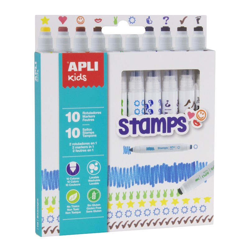 APLI fixy Kids, 10ks Stamps s razítkem