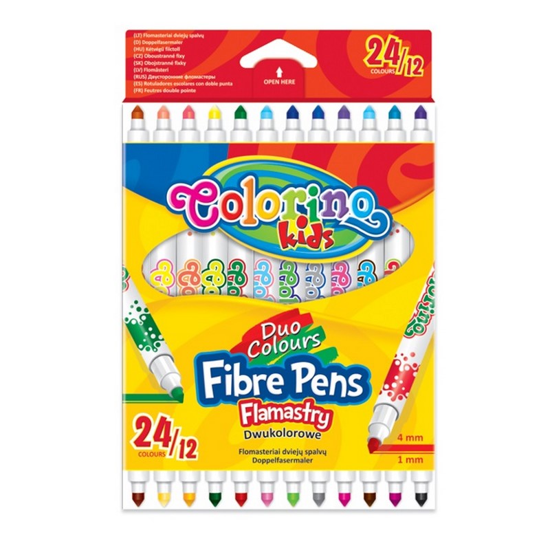 COLORINO fixy Twin Colours, 12 barev
