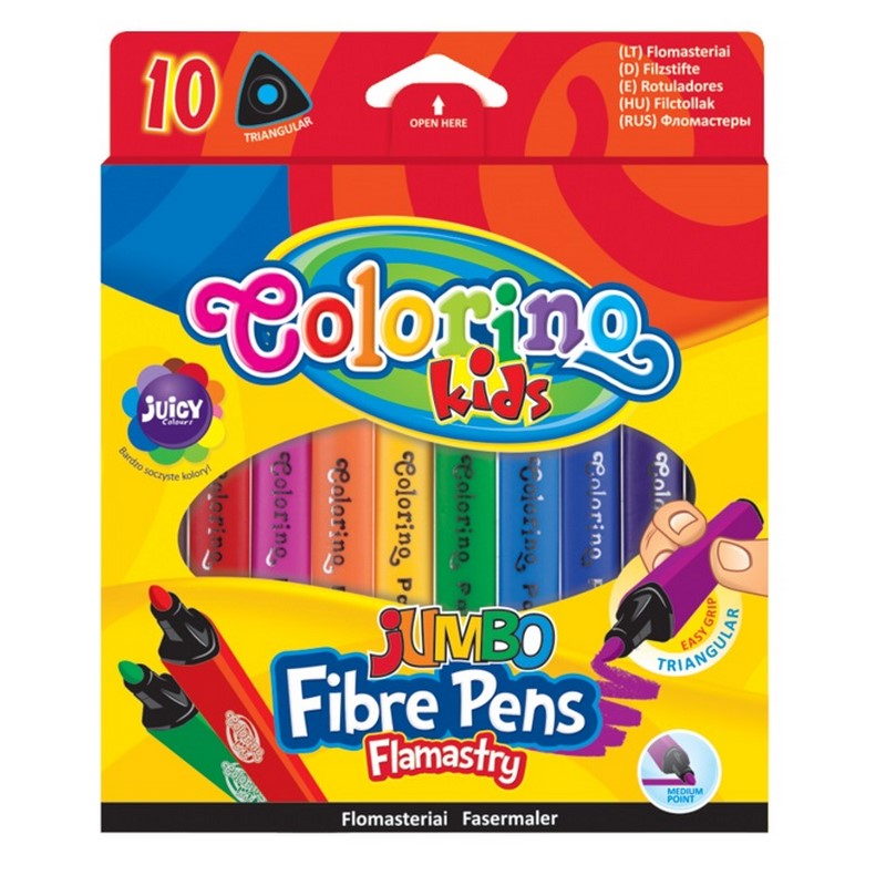 COLORINO fixy JUMBO trojhranné, 10 barev