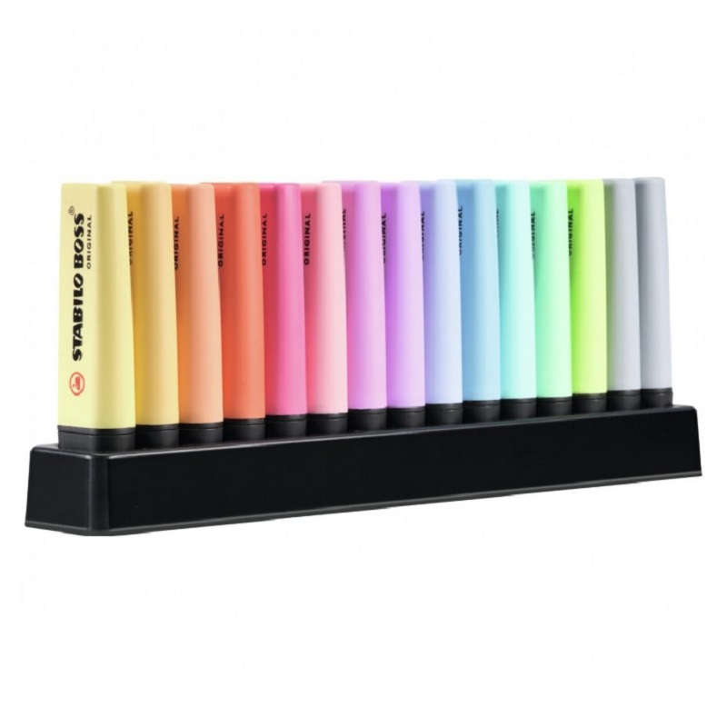 Zvýrazňovač STABILO BOSS ORIGINAL, pastel 15ks ve stojánku