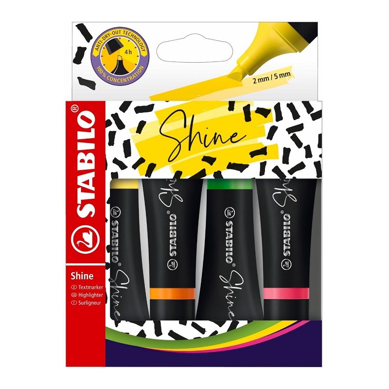 Zvýrazňovač STABILO Shine, 4ks