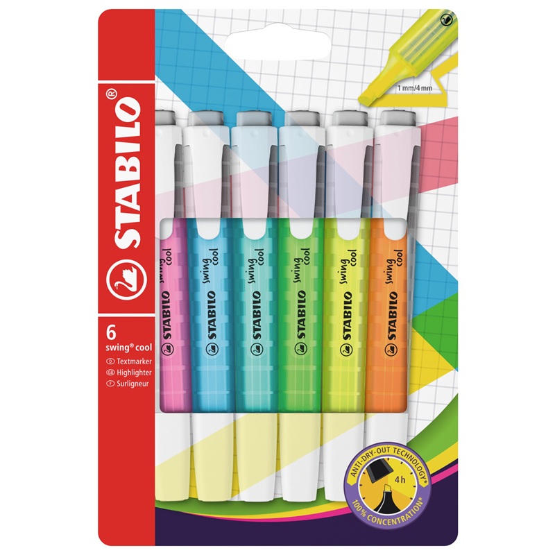 Zvýrazňovač STABILO swing cool, 6ks