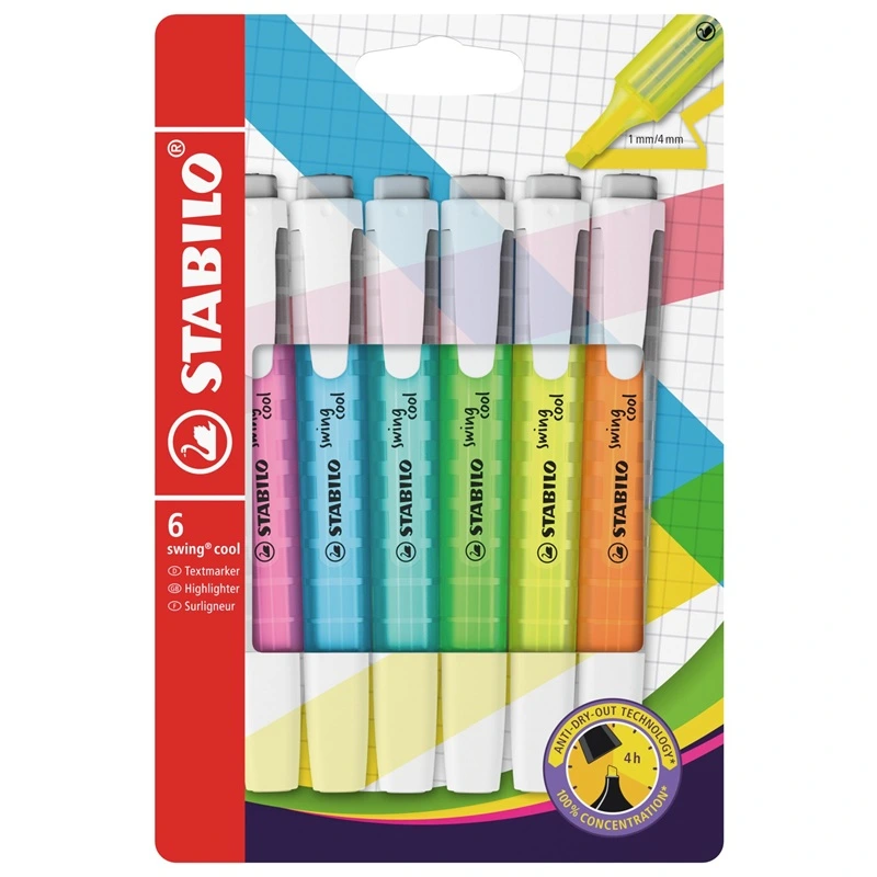 Zvýrazňovače STABILO swing cool, 6 ks