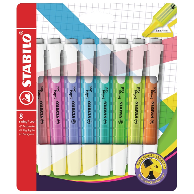 Zvýrazňovač STABILO swing cool, 8ks