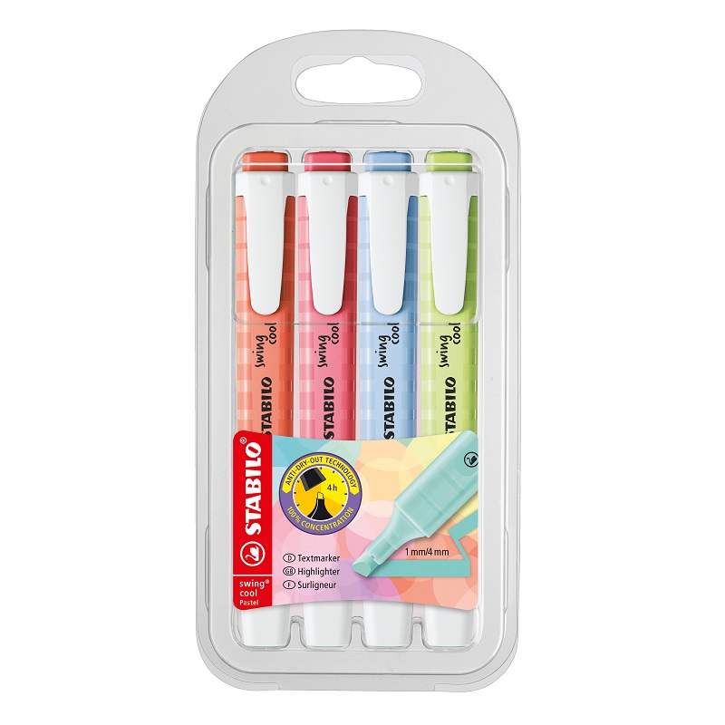 Zvýrazňovač STABILO swing cool Pastel, 4ks "B"