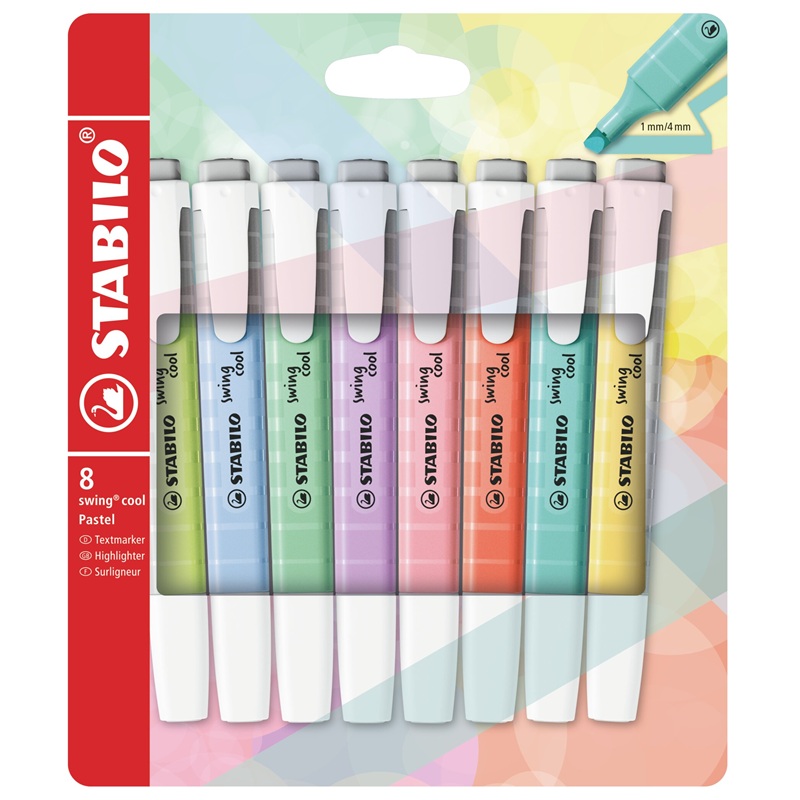 Zvýrazňovač STABILO swing cool Pastel, 8ks "A"