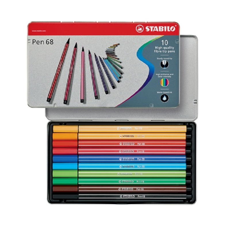 Fix STABILO Pen 68, 10ks v kovové krabičce