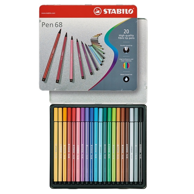 Fix STABILO Pen 68, 20ks v kovové krabičce