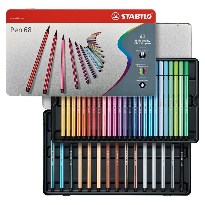 Fix STABILO Pen 68, 40ks v kovové krabičce