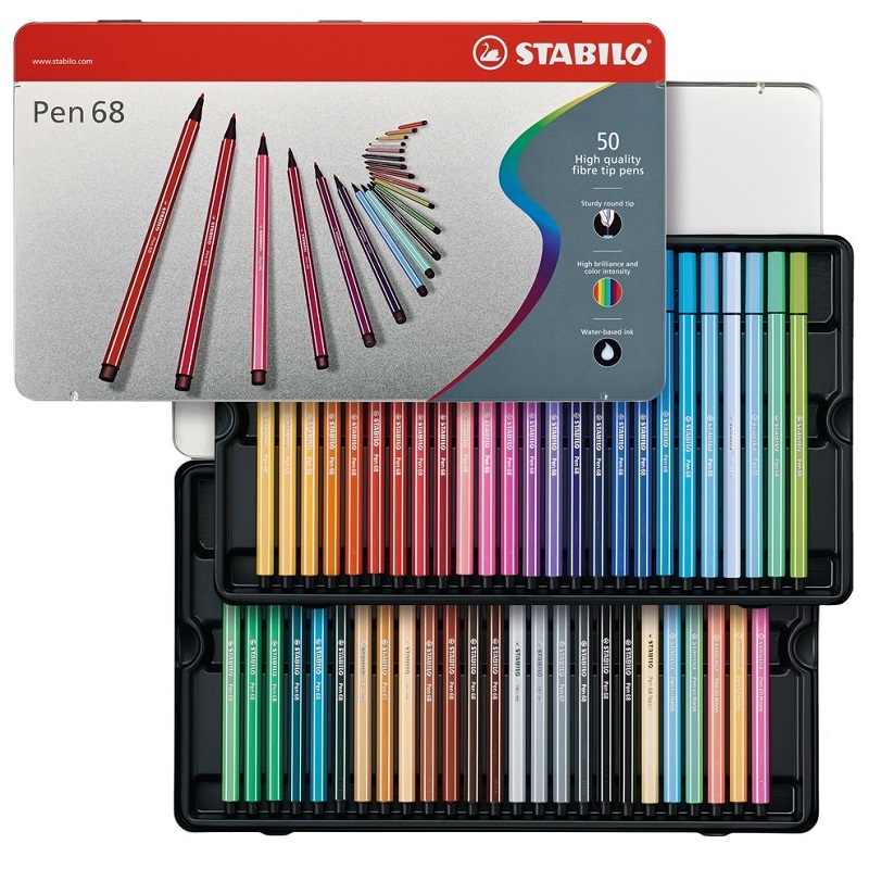 Fix STABILO Pen 68, 50ks v kovové krabičce