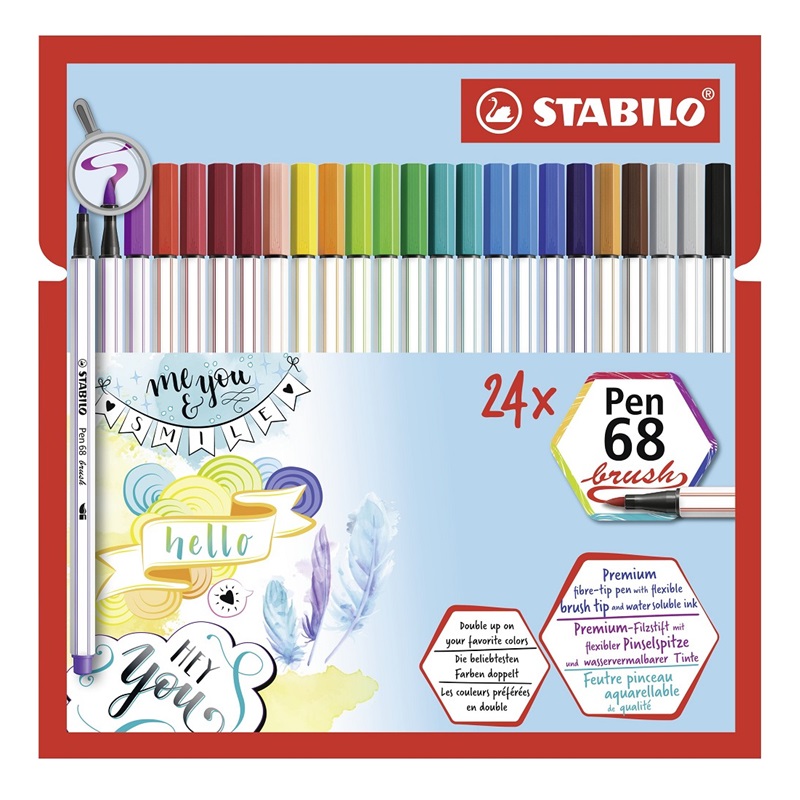 Štětcové fixy STABILO Pen 68 brush, 24 ks