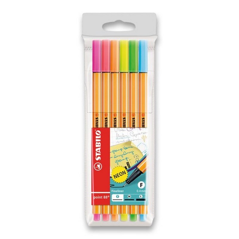 Liner STABILO point 88, 6ks neon