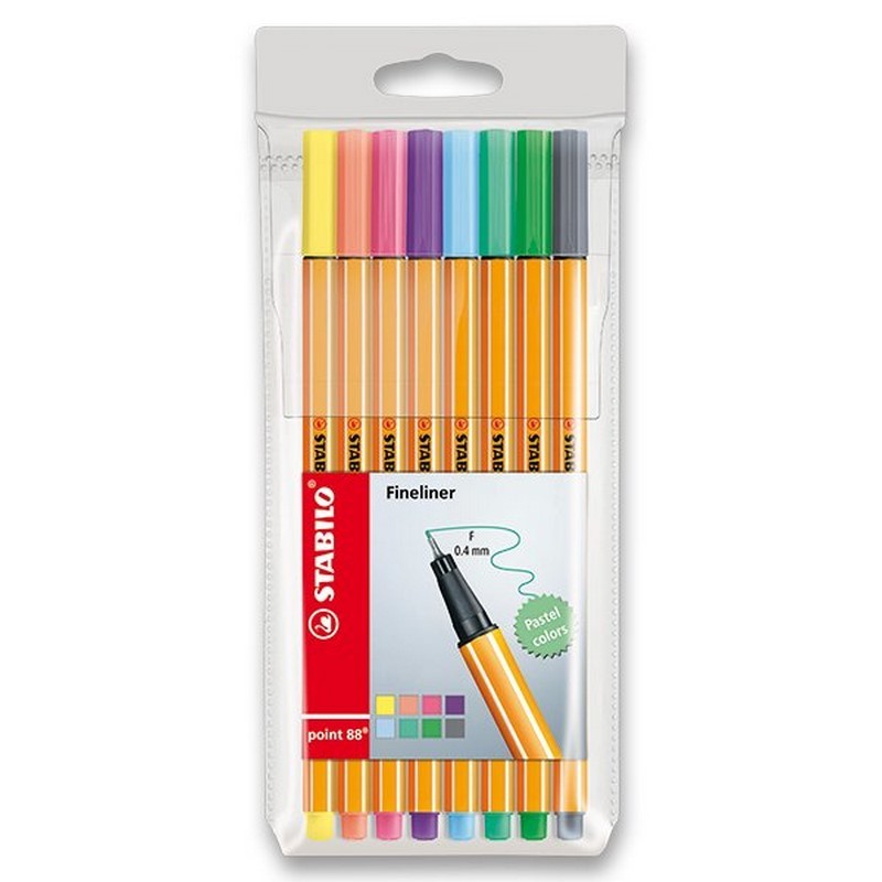 Liner STABILO point 88, 8ks pastelové