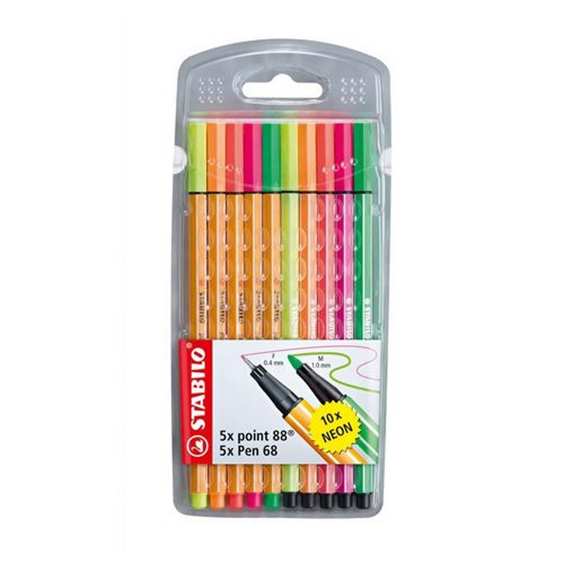 Liner STABILO point 88 a Pen 68, 10ks neon