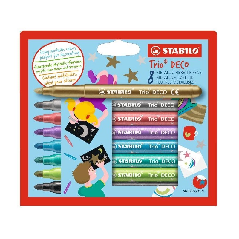 Fixy STABILO Trio Deco, 8ks metalické