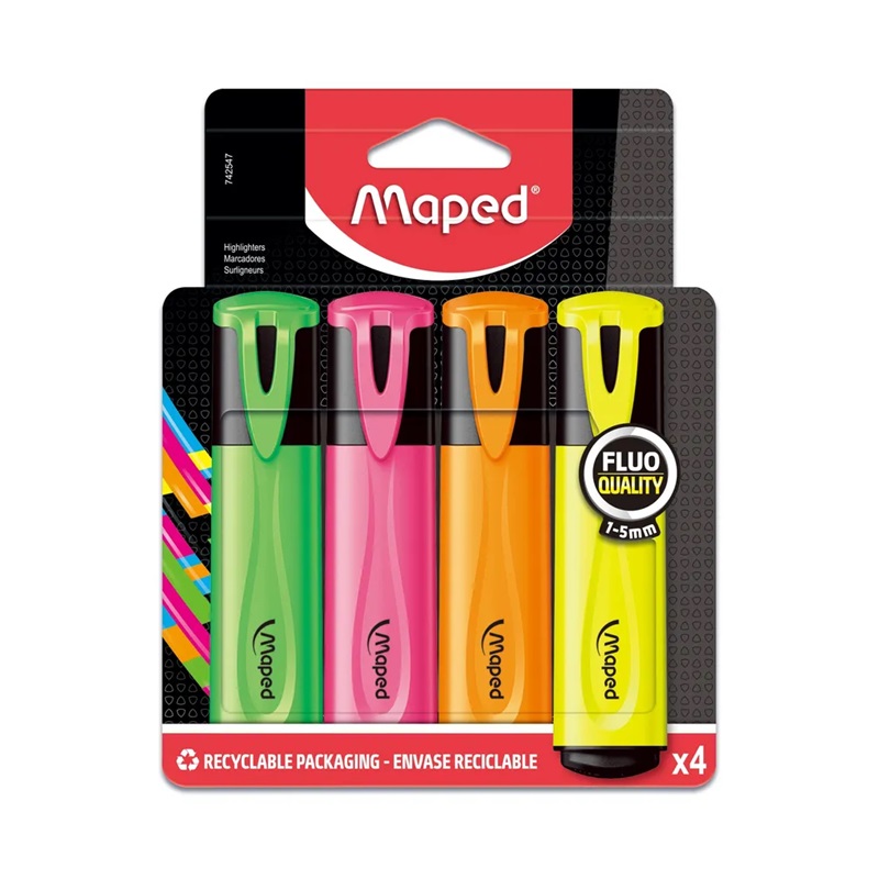 Zvýrazňovač MAPED Fluo Peps classic, 4ks