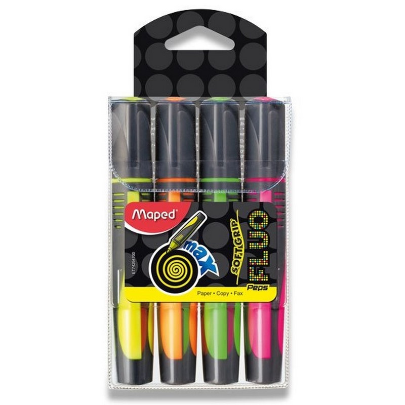 Zvýrazňovač MAPED Fluo Peps max, 4ks